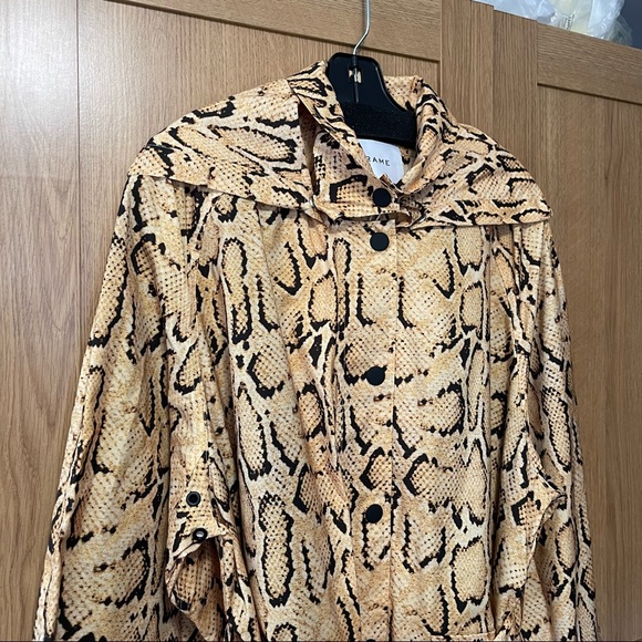 FRAME Python Overcoat Belted Trench Yellow M - Picture 9 of 12